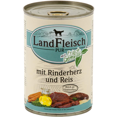LandFleisch консерви для собак з яловичим серцем, рисом і свіжими овочами, 400 г