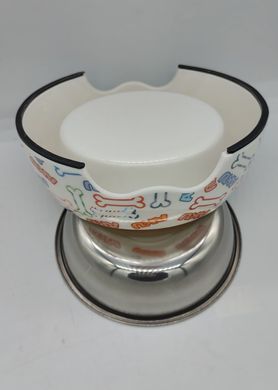 Меламиновая миска с чашей из нержавеющей стали Derby AH005 AKU Bone, S, 150 мл, 10.5x14x4 см