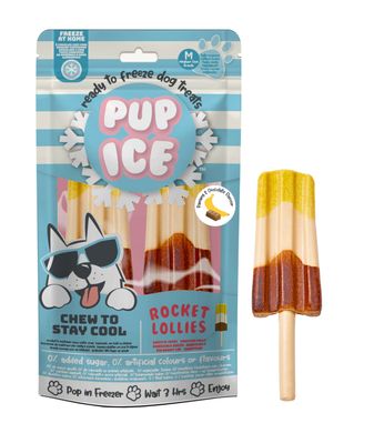 Мороженое для собак Pup Ice Rocket Lollies Banana Chocolate M 2 шт., 90 г, 2 шт., Medium