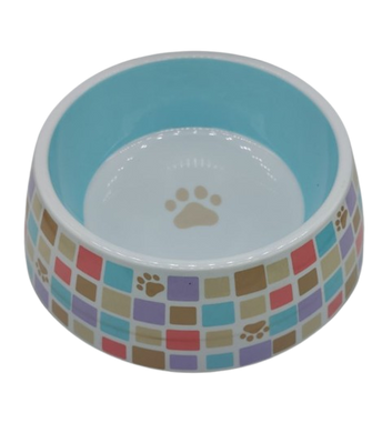 Меламиновая миска для собак Derby AH002 Squares & paws, S, 200 мл, 11.5x14x4.5 см