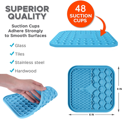 Силиконовый коврик для лизания для собак Derby Silicone licking pad, Голубой, 20х20 см
