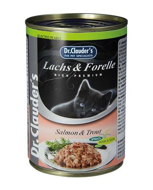Консерви для котів Dr.Clauder's Selected Pearls Salmon&Trout з лососем і форелью для здоров'я шкіри та шерсті, 400 г