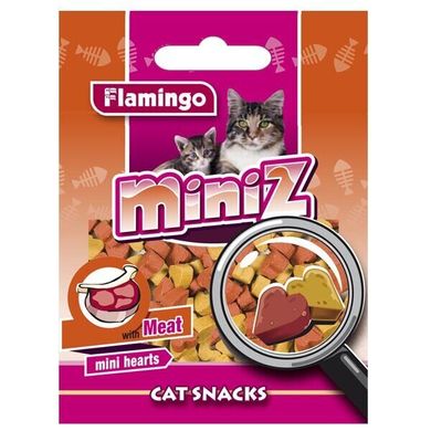 Ласощі (сердечка) для котів Flamingo MINIZ MINI HEARTS зі смаком м'яса 50 г
