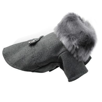 Пальто з хутряним коміром для собак Derby Grey, 20 см, 29-30 см, 20-21 см, S
