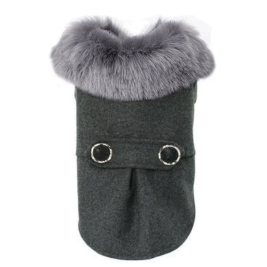 Пальто з хутряним коміром для собак Derby Grey, 20 см, 29-30 см, 20-21 см, S