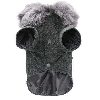 Пальто з хутряним коміром для собак Derby Grey, 20 см, 29-30 см, 20-21 см, S