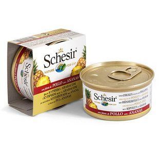 Консерви для котів Schesir Chicken Pineapple з філе курки і ананасом 75 г