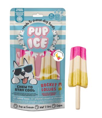 Мороженое для собак Pup Ice Rocket Lollies Strawberry Banana M 2 шт., 90 г, 2 шт., Medium