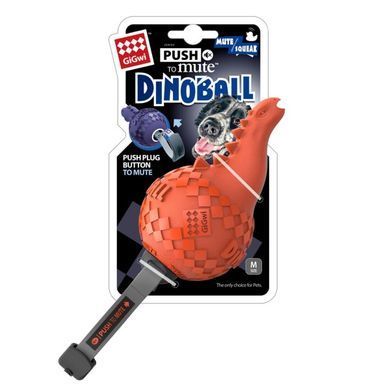 Іграшка для cобак Gigwi Dinoball Динозавр зі звуком, що вимикається 14 см, Червоний, Medium