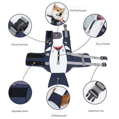 Рятувальний жилет для собак Wan Talk Cartoon Style Reflective Life Jacket, 29 см, 46-56 см, 28-36 см, S