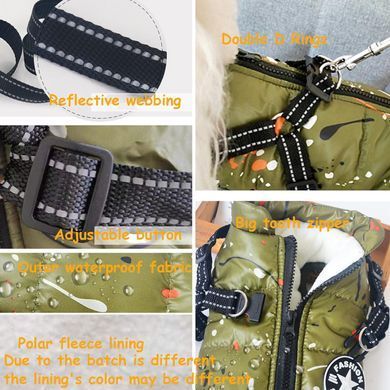 Зимняя куртка для собак Derby Fashion Sports D76 Army Green, 22 см, 36 см, 26,5 см, S