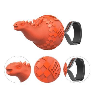 Іграшка для cобак Gigwi Dinoball Динозавр зі звуком, що вимикається 14 см, Червоний, Medium