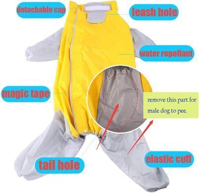Комбинезон-дождевик для собак Derby R62 Yellow, 40 см, 53 см, 38 см, S