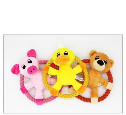 М&rsquo;яка іграшка для собак з канатом Derby Squeaky&Funny Animal, Помаранчевий