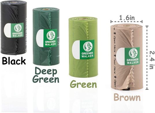 Біорозкладні пакети для збору фекалій собак Greener Walker, Кофейный, 36 рулонів - 540 пакетів