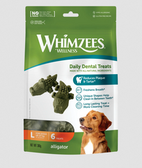 Натуральні ласощі для зубів собак WHIMZEES Dental Treats Alligator, 6 шт., L