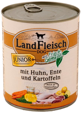 LandFleisch консерви для цуценят з куркою, качкою та картоплею, 800 г