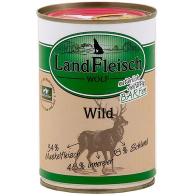 Консерви для собак Landfleisch Dog Wolf Wild з дичиною, 400 г