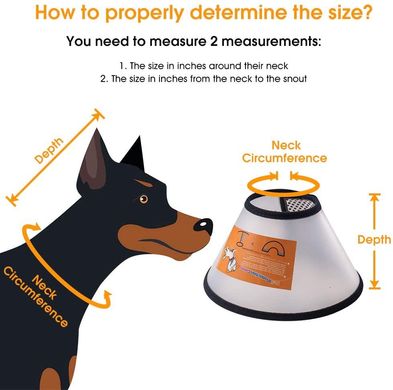 Регулулюємий захистний комір для собак і котів на липучці, S, 18-22 см, 11 см