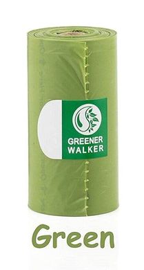 Біорозкладні пакети для збору фекалій собак Greener Walker, Зелений, 1 рулон - 15 пакетов