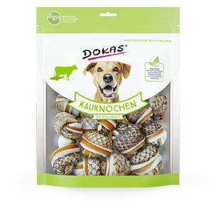 Лакомство для собак Dokas - Жевательные косточки с рыбьей кожей, говядина, рыба, 250 г