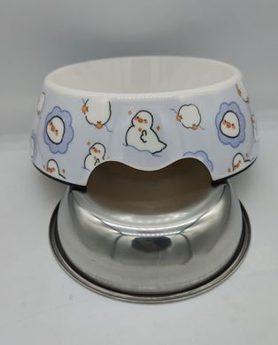 Меламиновая миска с чашей из нержавеющей стали Derby AH005 Ducklings, M, 370 мл, 14x17.5x5.5 см
