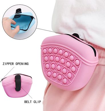 Силіконова сумка для ласощів собак Qinzcp Decompression з блискавкою і зажимом, Рожевий