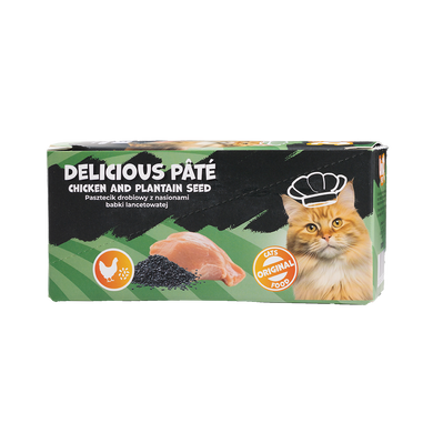 Вкусный паштет UNIQ PETS CAT WET FOOD DELICIOUS с курицей и семенами подорожника, 30 г