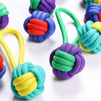 Іграшка для собак Derby Dog Rope Toy - 2 Balls with Long Handle, Червоний