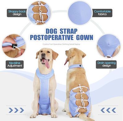 Дышащая попона для собак Derby Breathable Pet Recovery Suite, Blue, 55-65 см, 70-90 см, 50 см, XL