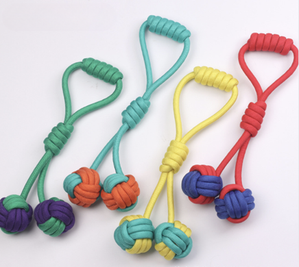 Іграшка для собак Derby Dog Rope Toy - 2 Balls with Long Handle, Червоний