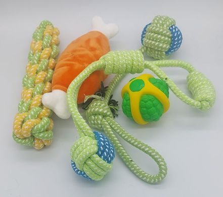 Набір мотузкових іграшок для собак Green 6шт.