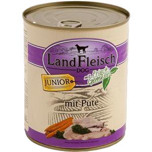 LandFleisch консерви для цуценят з м'ясом індички і свіжими овочами, 800 г