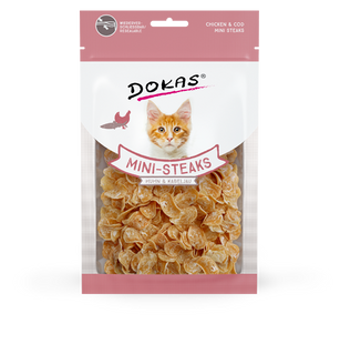 Лакомство для котов Dokas - Мини-стейки из курицы и трески, курица, треска, 40 г