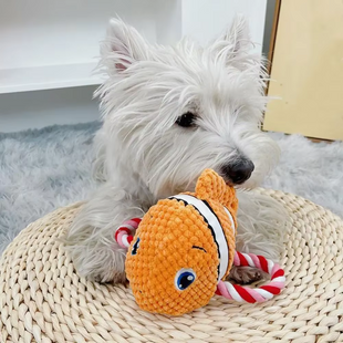 Мягкая игрушка для собак з канатом Derby Squeaky&Funny Sea ​​Creatures, Оранжевый