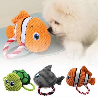 Мягкая игрушка для собак з канатом Derby Squeaky&Funny Sea ​​Creatures, Оранжевый
