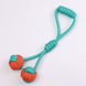 Іграшка для собак Derby Dog Rope Toy - 2 Balls with Long Handle, Бірюзовий