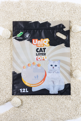 Биоразлагаемый наполнитель для кошачьих туалетов UNIQ PETS CAT LITTER TOFU natural, 5 кг