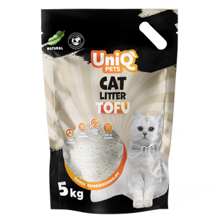 Биоразлагаемый наполнитель для кошачьих туалетов UNIQ PETS CAT LITTER TOFU natural, 5 кг