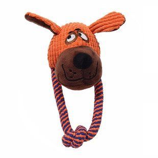 Мягкая игрушка для собак небольших пород с веревкой: Dog, Monkey & Elephant, Оранжевый, 1 шт.