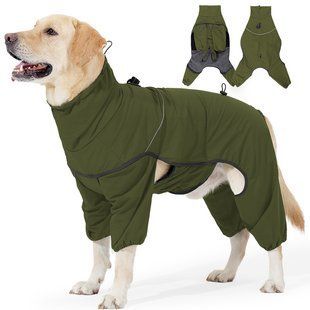 Зимний водонепроницаемый комбинезон для собак Wan Talk Four-legged Reflective Jacket, Army Green, 65 см, 80-93 см, 66 см, 3XL