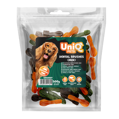 Лакомство для чистки зубов собак UniQ PETS DENTAL Зубные щетки (микс), 500 г