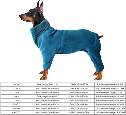 Флисовый комбинезон для собак Derby Blue, 30 см, 50 см, XXS