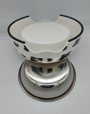 Меламиновая миска с чашей из нержавеющей стали Derby AH005 Cows, S, 150 мл, 10.5x14x4 см