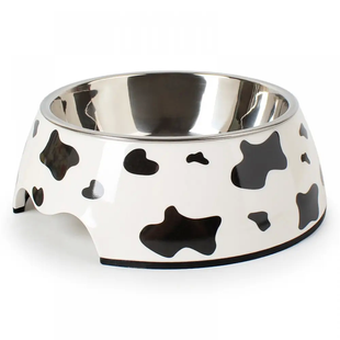 Меламиновая миска с чашей из нержавеющей стали Derby AH005 Cows, S, 150 мл, 10.5x14x4 см