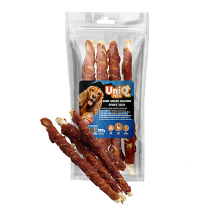 Лакомство для собак UniQ PETS Утка на палочке из сыромятной кожи 28см, 320 г