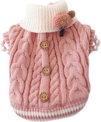 Вязаный свитер Derby Classic Dog Winter Sweater Pink для собак, кошек, щенков, 18-20 см, 26-28 см, 19-21 см, XS