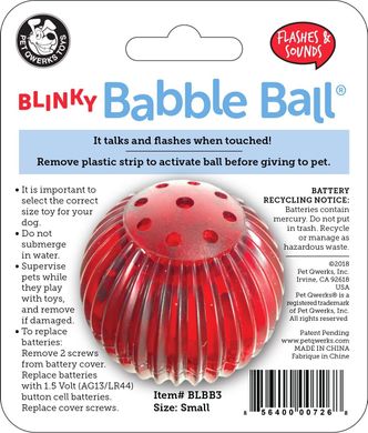 Интерактивная игрушка-мяч для собак Pet Qwerks Blinky Babble Ball, Красный, Small