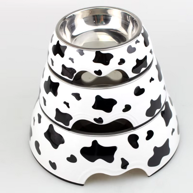 Меламиновая миска с чашей из нержавеющей стали Derby AH005 Cows, S, 150 мл, 10.5x14x4 см