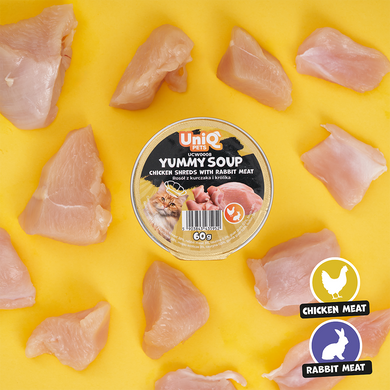 Суп для кошек UNIQ PETS CAT WET FOOD YUMMY SOUP с куриными кусочками и мясом кролика, 60 г